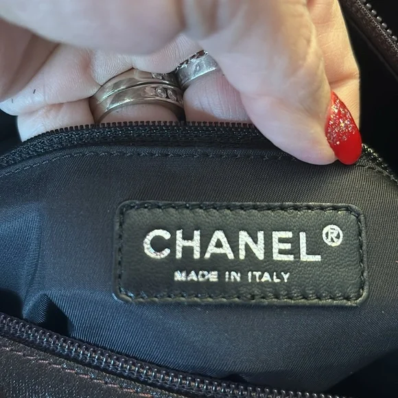 Chanel Paris Biarritz canvas tote chocolate bar brown - Picture 14 of 15